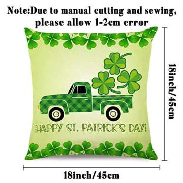 LEITINGYA Set of 4 Throw Pillow Covers 18x18, ST Patricks Day Gnomes Pillow Covers 18x18 inch, Decorative Lucky Charm Shamrocks Couch Pillow Covers for Gift, Living Room, Bedroom, Sofa, Chair