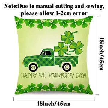 LEITINGYA Set of 4 Throw Pillow Covers 18x18, ST Patricks Day Gnomes Pillow Covers 18x18 inch, Decorative Lucky Charm Shamrocks Couch Pillow Covers for Gift, Living Room, Bedroom, Sofa, Chair