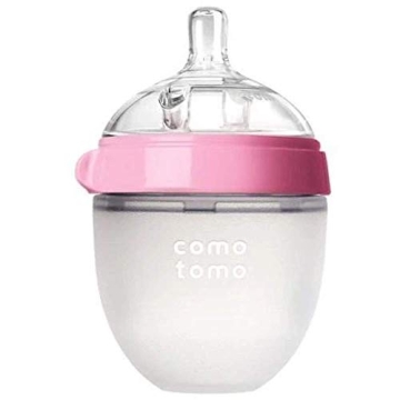 Comotomo Baby Bottle Set - 5 oz Pink Bottle With Extra Nipples