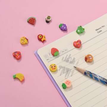 400PCS Mini Fun Cute Fruit Animal Erasers for Kids Bulk,Back to School Party Gifts Valentine's Day Gifts (Fruit erasers)