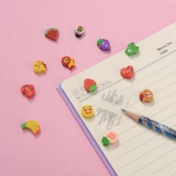 400PCS Mini Fun Cute Fruit Animal Erasers for Kids Bulk,Back to School Party Gifts Valentine's Day Gifts (Fruit erasers)
