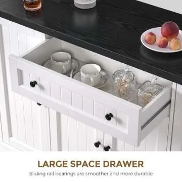 ANWBROAD 47" Farmhouse Buffet Cabinet with Storage Sideboard Cabinet with Drawers Modern Coffee Bar Cabinet Wood Buffet Table for Kitchen Dining Room Living Room White ULSC006W01