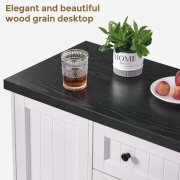 ANWBROAD 47" Farmhouse Buffet Cabinet with Storage Sideboard Cabinet with Drawers Modern Coffee Bar Cabinet Wood Buffet Table for Kitchen Dining Room Living Room White ULSC006W01