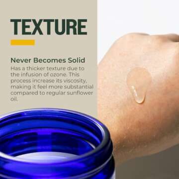 Pur O3 Fully Ozonated Sunflower Oil - Pure, Natural, Organic Ozonated Oil - Sunflower Oil Skin Care from Oxygenated, Ozonized Sunflower Oil - Ozone Oil in a Glass Jar, 2 oz