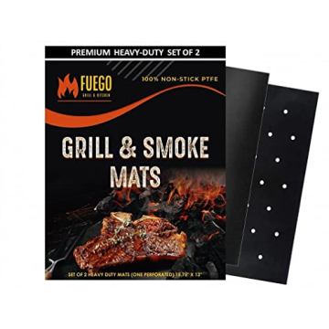 Fuego Grill Mats Set of 2 - Heavy Duty, Nonstick & Easy Clean BBQ Accessories