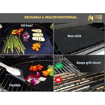 Fuego Heavy Duty Nonstick Grill Mats Set for BBQ Oven Smoker