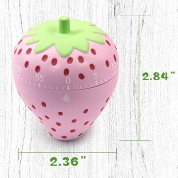 AUEAR, Cute Kitchen Cookie Timer Kawaii Fruit Strawberry Shape Mechanical Timer for Kitchen Alarm Home Desktop Decor