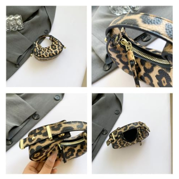 Mini Leopard Print Crescent Clutch Purse for Women