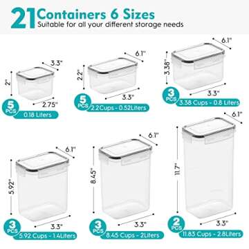 46 PCS Airtight Food Storage Containers Set, Kitchen & Pantry Organization Containers for Cereal, Flour & Sugar, BPA-Free Plastic Cereal Container with Easy Lock Lids, Labels, Marker & Spoon Set