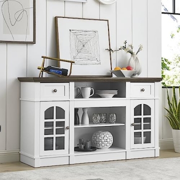 BLANKSPACE Farmhouse TV Stand for 65 inch TV, Home Entertainment Center with Storage, Rustic TV Cons...