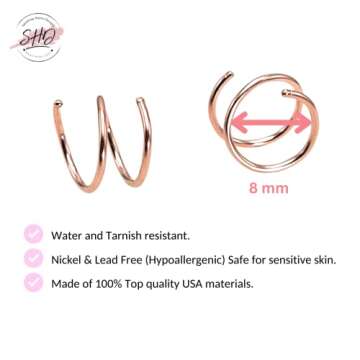 14k Rose Gold Filled Double Twist Hoop Earrings for Single Piercing/Small Spiral Cartilage Hoop Illusion Earrings for Women.