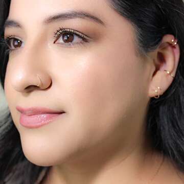 14k Rose Gold Filled Double Twist Hoop Earrings for Single Piercing/Small Spiral Cartilage Hoop Illusion Earrings for Women.