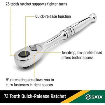 SATA 3/8 Inch Drive Quick-Release 72-Tooth Ratchet with Teardrop Head | ST12971U