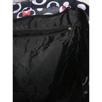 Disney Tote Mickey & Minnie Mouse Icon Polka Dot Print Travel Bag Black