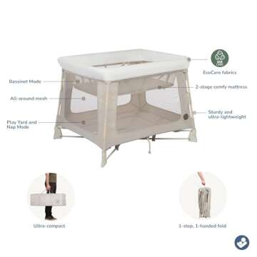 Maxi-Cosi Swift Baby Playpen with Mat, Baby Play Yards, Pack and Play with Bassinet - Portable Playpen for Babies and Toddlers, Classic Oat