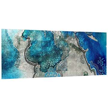 Empire Art Direct Blue Abstract Wall Art Reverse Printed on Tempered Glass Leaf Ready to Hang,Living Room,Bedroom ＆ Office, 24" x 63" x 0.2", Black, Silver, Model: TMS-129005B-2463