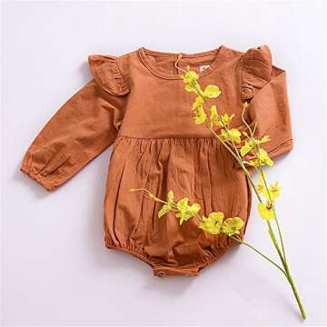 voqoomkl Twin Newborn Clothes Orange Baby Onesie Girl Bodysuit Infant Tracksuit