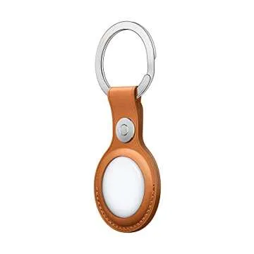 Apple AirTag Leather Key Ring Elegant Golden Brown