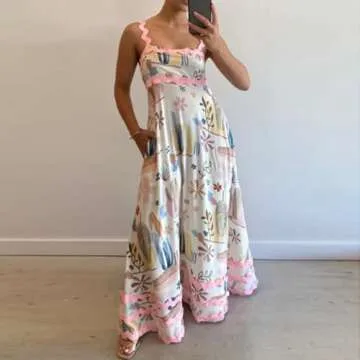 Boho RIC Rac Trim Floral Dress for Summer Fun | Women