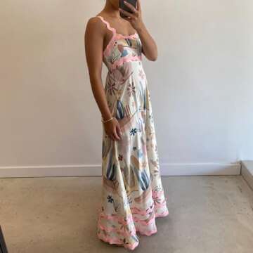 Boho RIC Rac Trim Floral Dress for Summer Fun | Women