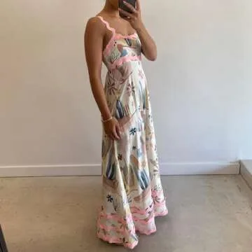 Boho RIC Rac Trim Floral Dress for Summer Fun | Women