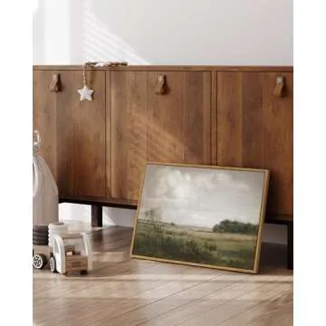 VIYYIEA Nature Large Framed Wall Art, Wilderness Vintage Art Decor Room Aesthetic, 16X24 Inch Canvas Print Artwork, Farmhouse Landscape Painting Wall Decor for Bedroom Bathroom Office