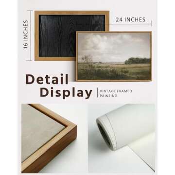 VIYYIEA Nature Large Framed Wall Art, Wilderness Vintage Art Decor Room Aesthetic, 16X24 Inch Canvas Print Artwork, Farmhouse Landscape Painting Wall Decor for Bedroom Bathroom Office