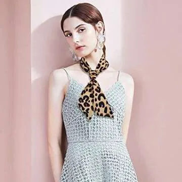 GERINLY Leopard Neck Tie Chic Skinny Scarf Hairband Stylish Purse Scarf Leopard Accessory (Color1)