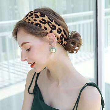 GERINLY Leopard Neck Tie Chic Skinny Scarf Hairband Stylish Purse Scarf Leopard Accessory (Color1)