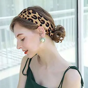 GERINLY Leopard Neck Tie Chic Skinny Scarf Hairband Stylish Purse Scarf Leopard Accessory (Color1)