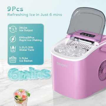 EUHOMY Countertop Ice Maker - Quick, Portable & Efficient Ice Production