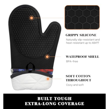 Premium Heat-Resistant Silicone Oven Mitts for All Cooking