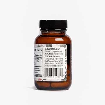 Santa Cruz Paleo L-Theanine Supplement for Relaxation and Sleep Support with Lemon Balm, Valerian Root, Passion Flower, Gluten Free, Keto, Sugar Free, Paleo, 600mg Formula, 15 Servings, 30 Capsules