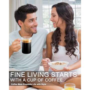 LUXU Glass Coffee Mugs 16 oz,Set of 2 Large Glass Coffee Cups Clear Tea Cups,Iced Coffee Glasses,Lead-Free Drinking Glasses for Water,Cappuccino,Latte,Cereal,Yogurt,Milk-Flat Bottomed Design