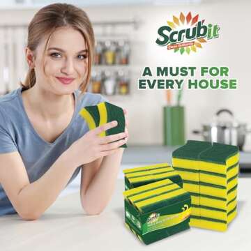(24 Pack) Heavy Duty Scrub Sponges by SCRUBIT – Kitchen Dish, Sink and Bathroom Cleaning Scrubber ...