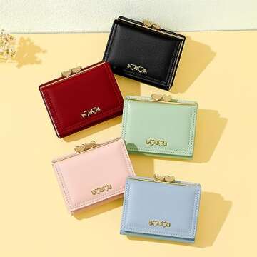 YINHEXI Wallet for Women, Cute Wallet Card Holder, Small Trifold RFID Blocking Purse, Cute Small Leather Mini Short Purse with Coin Pocket for Girls, Ladies (Burgundy)