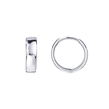 PAVOI 14K White Gold Plated Sterling Silver Post Huggie Earrings | Small Hoop Earrings | Gold Earrin...