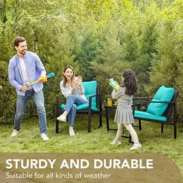 Devoko 3 Piece Rocking Bistro Set Wicker Patio Outdoor Furniture Porch Chairs Conversation Sets with Glass Coffee Table (Blue)