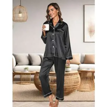 GAESHOW Silk Pajamas for Women Long Sleeve Sleepwear