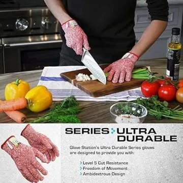 Glove Station Ultra Durable Cut Resistant Gloves: Level 5 Kitchen Safety