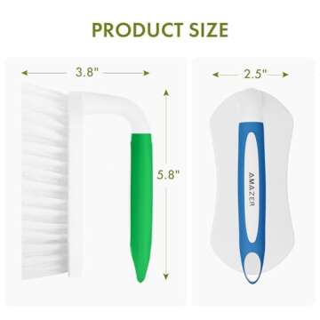 Amazer Scrub Brush for Cleaning Comfort Grip Shower Scrubber Flexible Stiff Bristles with Handle Hea...