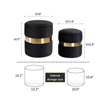 Stylish DEERUN Velvet Storage Ottoman Pack of 2