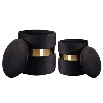 Stylish DEERUN Velvet Storage Ottoman Pack of 2
