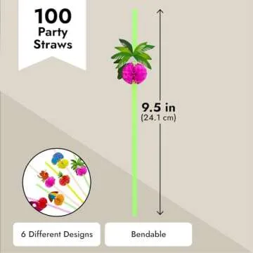 Tropical Hawaiian Drinking Straws for Summer Parties