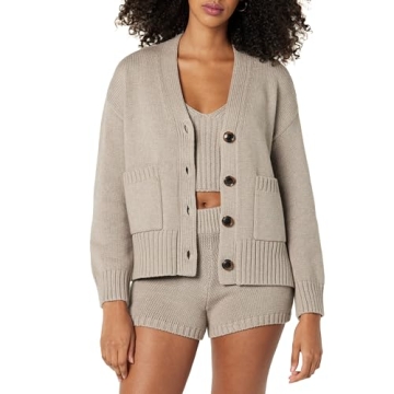 The Drop Women's Brigitte Cotton Blend Chunky Cardigan - Cozy Elegance