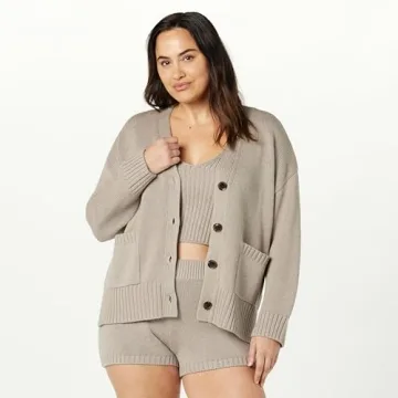 Drop Women's Brigitte Chunky Cardigan in Heather Mushroom