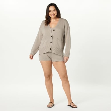 Drop Women's Brigitte Chunky Cardigan in Heather Mushroom