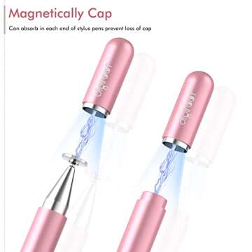 Stylus for iPad, Digiroot Stylus Pens for Touch Screens High Sensitivity Universal Disc Stylus with Magnetic Cap Compatible with Apple/iPhone/iPad/Android/Microsoft Tablets with 6 Replacement Tips