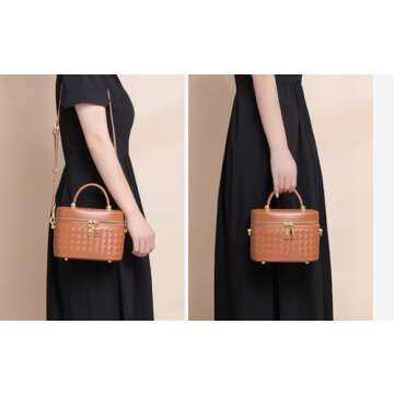 Rejolly Top-Handle Handbag for Women Woven Leather Vanity Case Designer Purse Quiet Luxury Trendy Cr...