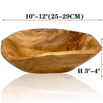 Unique Handcrafted Wood Bowl - JFFLYIT Root Carved Serving Bowl